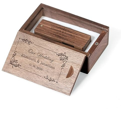 Clé USB Personnalisée Cadeau personnalisé gravé en Bois Massif USB Flash Drive pour Mariage, Remise des diplômes, Anniversaire Cadeau Style 02