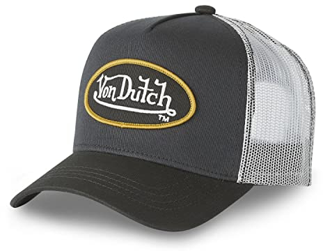 Von Dutch Kappe für Damen und Herren, verstellbar, Trucker-Kappe, originell und bequem, Grau / Schwarz / Gelb, onesize
