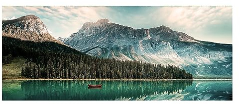 STYLER Glasbild Yoho Park 50x125 cm - Emerald Lake (NATURIDYLLE) - Kanadische Berglandschaft - Hochauflösende Qualität - Made in Europe