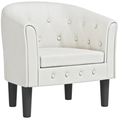 vidaXL Clubsessel, Sessel mit gepolstertem Sitz Armlehnen, Cocktailsessel mit Holzgestell, Loungesessel Relaxsessel Polstersessel, Weiß Kunstleder