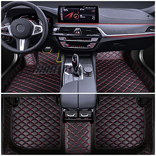 Auto Fußmatten für BMW 5 Series E60 E61 2005-2009 Allwetter Fussmatten Innenraum Zubehör Fussmatten,Schwarz-Rot