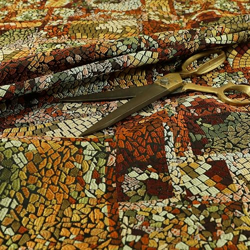 Redbrick Mill Fabrics Schwer entflammbarer Vorhangstoff mit mehrfarbigem Fleckeneffekt, bronzefarben, 1 Meter