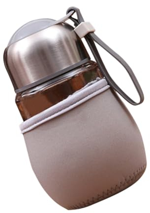 BESPORTBLE Moderne Kleiner Glas Wasserflasche Mit Pinguin Motiv Tragbare Trinkflasche Mit Grauem Flaschenmantel Auslaufsicher Umweltfreundlich Für Sport Büro Reisen