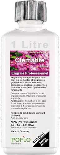 POFLO Engrais pour clématites et plantes grimpantes à fleurs. Engrais complet liquide NPK de haute qualité issu de l'horticulture. (1000 ml)