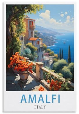 LHJOIUN Amalfi Italien-Reiseposter, Vintage-Poster, 50 x 75 cm, Kunstdruck auf Leinwand, für Wohnzimmer, Schlafzimmer, Heimdekoration, moderne Kunst