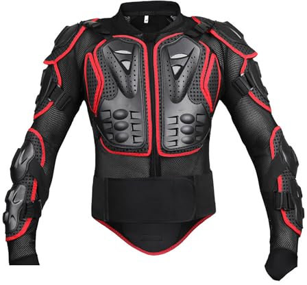 M&Catree Motorradjacke Körperpanzer Oberkörperschutz für Motorcross Motorradrennen Schutzausrüstung - Schwarz Rot, S