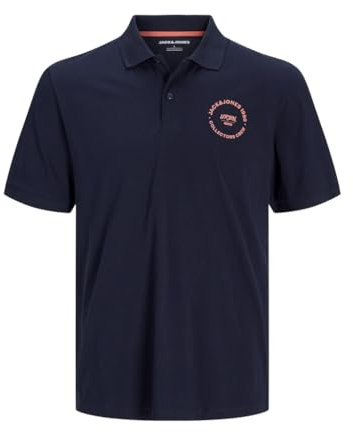 JACK & JONES Mens Polo Shirt Casual Cotton Collared Neck Short Sleeve Polo Shirt for Men UK, Sky Captain Colour, Size- M