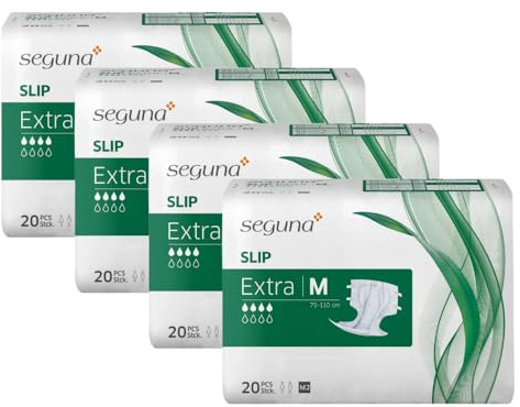 SEGUNA Slip Extra, Inkontinenz Windeln für Erwachsene, Frauen, Männer, Windeln bei mittlerer Blasenschwäche, Stuhlinkontinenz (M (Sparpaket 4 x 20 Stück))