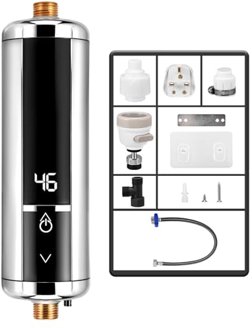 Calentador de agua eléctrico, 220 V, 3500 W, mini calentador de agua instantáneo, inteligente con indicador de temperatura, adecuado para baño, cocina