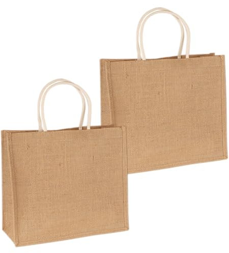 Harewu Jute Tragetasche, Wasserdicht, ideal für Einkäufe, Lunchbox und als Geschenktasche kreativ zu gestalten, wiederverwendbar (2p 36 * 32 * 15)