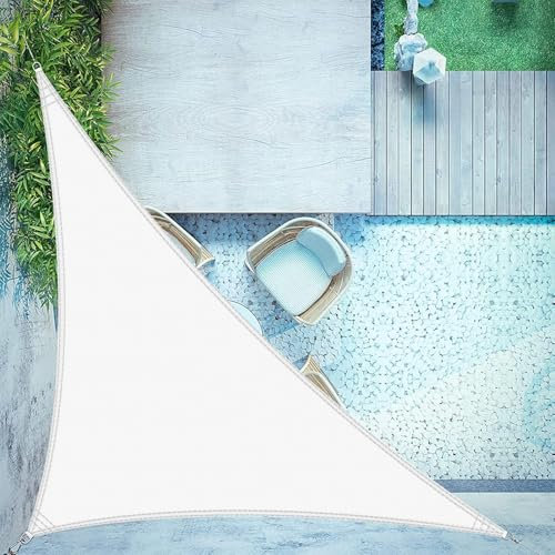LOVE STORY Toldo Vela Triangular 3x3x4.25m Impermeable Toldos Blanco Vela de Sombra,PES Poliestere Protección UV al 95% para Actividades al Aire Libre, Jardín, Patio