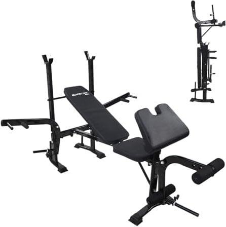 Mobiclinic® fitness, Banco de musculación multifuncional, Pressfit, Ajustable, Plegable, Acero, Soporta hasta 250 kg, Soporte para barras, Ideal ejercicios fuerza en casa
