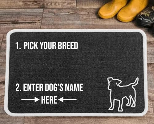 PET REBELLION | Machine Washable & Absorbent | Personalised Extra-Large Pet Feeding Mat | Customisable with Your Pet's Name | Non-Slip Backing | Jack Russell Charcoal