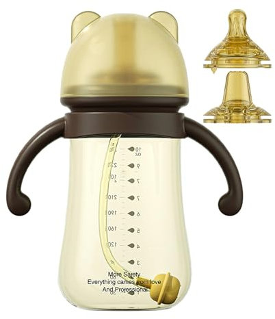 Bicchiere in paglia, Bicchiere per con cannuccia - Bottiglia da allenamento per principianti a collo largo con manici | Biberon impermeabili per bambini di età superiore a 3 mesi e oltre,