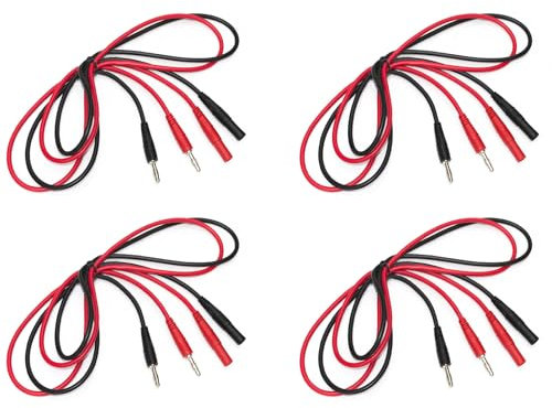 4PCS 4mm Multimeter Test Lead Extension, Male to Female Connector, Banana Plug to Crocodile Leads Probes, Plug Cable Test Lead Wire Cable Set