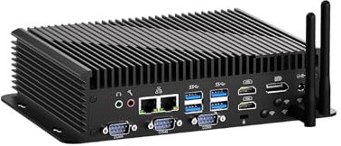 WEIDIAN Industrie Mini PC Win 11 Pro i5 1235U, 32GB DDR5 1TB NVME SSD, (Lüfterkühlung)Industrial Mini Desktop Computer 6xCOM(RS232/422/485) 4K 3xDisplays(2HD+DP) 8xUSB WiFi6&BT5.2 2x2.5G LAN DC 9~36V