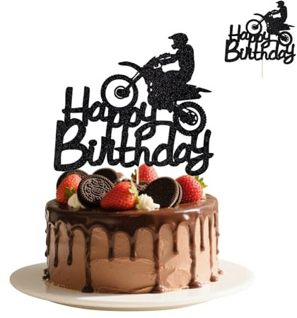 AzureRay Motorrad Deko Tortendeko Junge – Hochwertiger Kuchen Topper für Motorradfans – Coole Dekoration für Geburtstag Jungen – Nicht Essbar – Einfach zu Platzieren