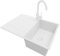 PRIMAGRAN Fregadero Granito Todo Blanco 70x50cm, Cocina 1 Seno + Grifo 32x20cm + Sifón, Sobre encimera al mueble 40cm - Copenhague