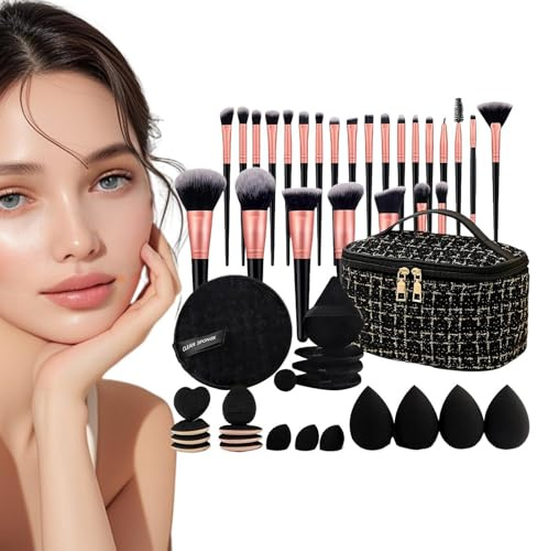 Coffret De Pinceaux De Maquillage, Pinceaux Pour Fard À Paupières Et Blush Accessoires De Maquillage, Trousse De Voyage Élégante Avec Organisateur Pour Fille Femme Épouse