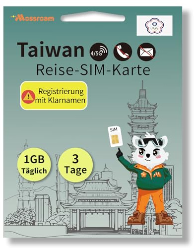 Taiwan 4G/5G LTE Prepaid-SIM-Karte – 1 GB Highspeed-Daten, 3 Tage unbegrenztes Roaming für Reisen (sofortige Aktivierung)