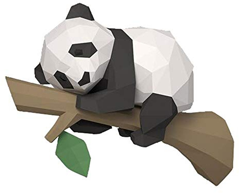 Janasiba 3D Tier Papier Modell, Panda auf Dem Geometrisches Origami für Wohnen Kultur, Wand Dekoration, PäDagogisches Kinder Spielzeug, A