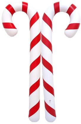 180 cm Aufblasbare Zuckerstangen Weihnachtsdeko, Aufblasbare Weihnachtsdeko Zuckerstangenstäbe, Groß Weihnachts Deko für Outdoor Haustür Weihnachtsdekorationen (2 Stücke)