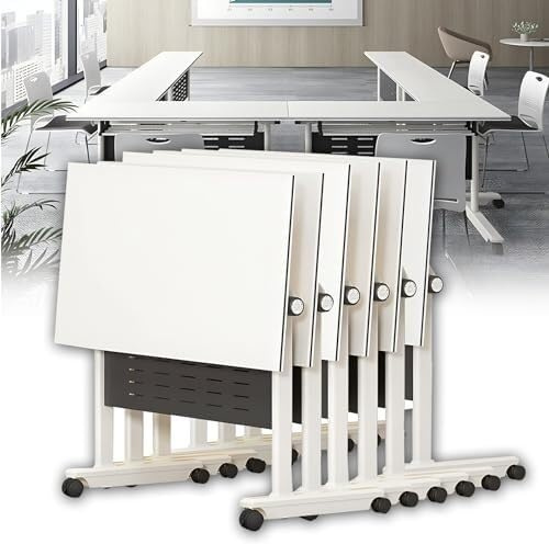 Klappbare modulare Seminar-Besprechungstische, Spieltische mit starkem Metallrahmen und leisen Rädern, wasserdichter Desktop-Roll-Besprechungstisch(6pack,70.8 x 19.6 x 29.5inch)