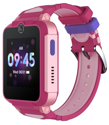 TCL 4G Video-Call-Smartwatch, GPS-Tracking, 2MP Kamera, Bis zu 7 Tage Akku, 1,54 Display, Aktivitäts-Tracking, Kinder-UI, SOS-Taste, Wechselband, Ohne SIM, Sakura-Pink