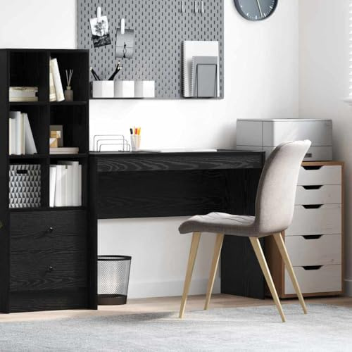Foknhdi Scrivania Compatta Nero Rovere 100 x 40 x 76 cm Materiale Legno Piccolo Tavolo per Computer per Home Office Camera da Letto e Gaming Setup Soggiorno
