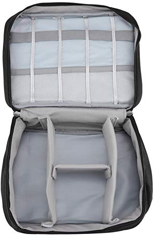 Cryfokt Sac de Rangement de Gadget étanche Portable pour Câble USB Power Bank Organisateur de Casque pour Les Voyageurs, en Polyester et Nylon, 9,64 * 7,08 * 3,93 Pouces (Black)