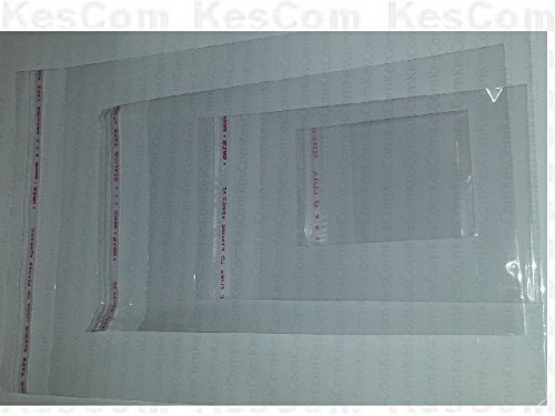 KesCom 100 Stück Folienbeutel selbstklebend 160 x 220mm (+25mm) transparent unbedruckt Plastiktüten klar Adhäsionsverschlussbeutel