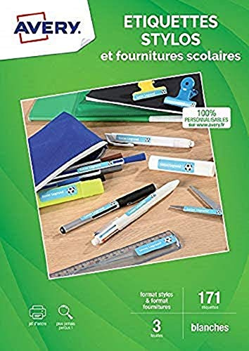 Avery J8110-3 Druckeretiketten für Stifte und Schulmaterial, 171 Stück