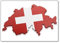 Kühlschrankmagnet, Motiv Landkarte und Flagge der Schweiz