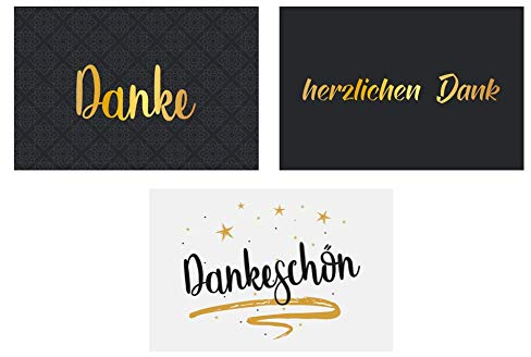 3 Stück Premium Dankeskarten (Klappkarten) mit 3 Umschlägen, Danke, Dankeschön, Karten, Dankekarten, Hochzeit, Geburt, Baby, Taufe, Abschied, Geburtstag, Jubiläum