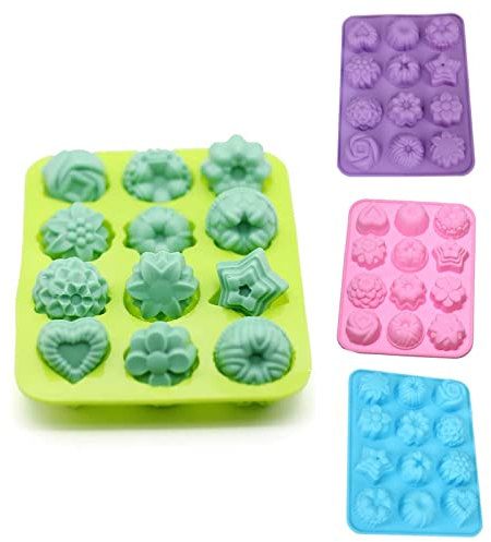 Lezed Moules en Silicone avec Formes de Fleurs pour Muffins à Gâteaux Floral Feuille Silicone Moules Pour Fabrication Savon, Pain, Bonbons, Chocolat, Gelée, Cuisine Cuisson 2 pièces Couleur aléatoire