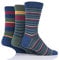 SockShop Men's Comfort Cuff Socks - Striped and Plain Soft Breathable & Cooling Bamboo Material Multipack of 3 Pairs Cedar 7-11