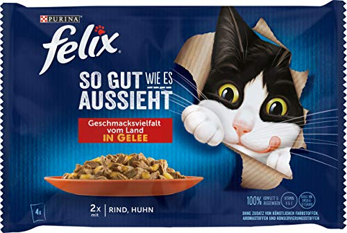 Felix Katzennassfutter So gut wie es aussieht in Gelee Geschmacksvielfalt vom Land, 4.080 kg