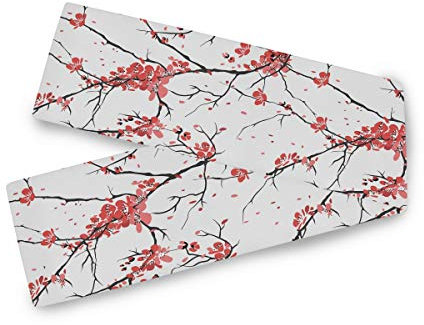 AUUXVA Bigjoke Tischläufer mit japanischem Kirschblütenmuster, Tischdecke aus Polyester, Dekoration für Esszimmer, Party, Urlaub, Dekoration, Küche, Hochzeit, 33 x 177,8 cm