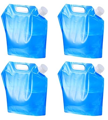 Yibaijia 4 Pack Water Container, 5L Collapsible Drinking Car Water Carrier Container, Outdoor Folding Water Bag for Sport, Hiking, Camping, BBQ, Picnic(Blue)