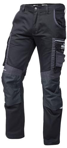 PUMA Workwear Precision X - Arbeitshose Herren - Premium Arbeitskleidung mit vielen Taschen und verstärkten Kniepartien - Funktionshose mit Stretch für Handwerk und Baugewerbe - Schwarz/Anthrazit - 58