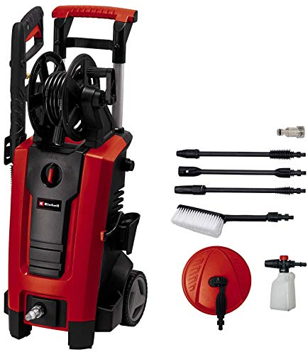 Einhell Hochdruckreiniger TE-HP 140 (1900 W, max. 140 bar, Ausgabe max. 420 L/h, modulares Quick-Couple-System, Pistole, Lanze, div. Düsen, Bürste, Sprühmittelbehälter, rotierende Waschbürste)