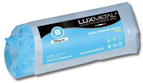 Lux Metal - Polierpaste Blau 350 g Fein Mittel Schleifpaste Für spiegelnden Glanz Auf Edelstahl, Aluminium, Eisen, Messing, Chrom, Holz, Marmor und Weitere Metall - Perfekt Zum Polieren von Messern