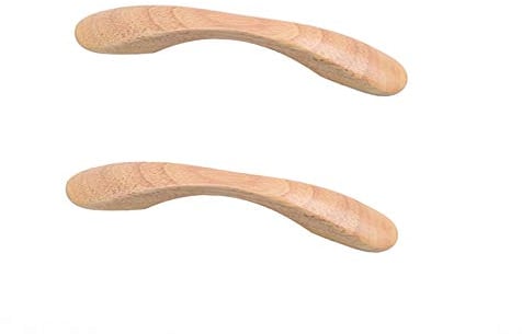 2 Stück Eiche Möbelgriff Holz Massiv Moderner Knöpfe Türgriff Bogengriffe Kommoden Griff Modern Schubladengriff Schlafzimmerschrankgriffe für Schlafzimmer Kleiderschrank(Hole distance: 64mm)