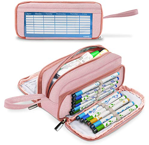 Yommie Federmäppchen Federtasche Groß Federmappe mit Reißverschluss Schlamperetui Leinwand Stiftemäppchen Etui Organizer Make Up Tasche Mäppchen für Teenager Mädchen Jungen Pink