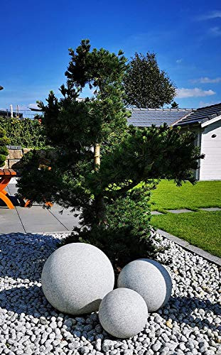 Trango 3er Set 253050GB in 25/30/50cm Durchmesser IP65 LED Gartenkugel inkl. je 1x 4 Watt E27 LED Leuchtmittel & ca. 5 Meter IP44 Kabel in Granitstein-Optik *NATURE* Kugelleuchte, Gartenleuchte