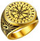 FaithHeart goldener Nordischer Kompass Fingerring Viking Style Vegvisir Ring Wikinger Rune Fingerring Partnerring Freundschaftsring für Herren Männer