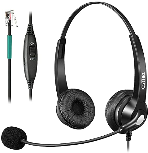Telefon Headset RJ9 mit Mikrofon Noise Cancelling, Festnetztelefon Kopfhörer für Avaya 1408 Gigaset DA710 DA810 Polycom VVX411 Fanvil X4 Siemens Unify Openstage 15 Büro Call Center, Kristallklar Chat