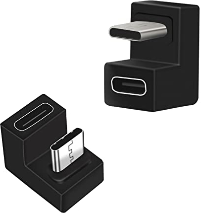 Seminer USB C 180 Grad Abgewinkelter Adapter (2 Stück), U-Form USB C 3.1 Stecker auf Buchse Adapter, Typ C Abgewinkelter Adapter Datenübertragungsanschluss Kompatibel für MacBook, USB-C Telefon