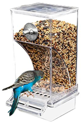 SUPYINI Automatischer Futterspender Vögel,Transparent Vogelfutterhaus Sittiche Käfig Futterautomat Vogelfutterspender Käfigzubehör Wellensittiche Kanarienvögel