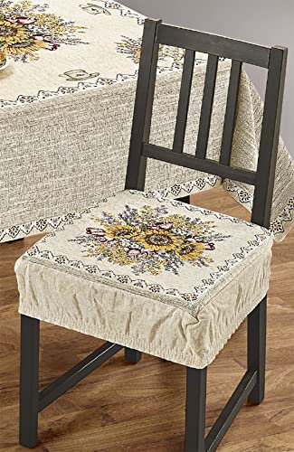 Confezioni Giuliana ® - Copritavolo Tovaglia Coprisedia jacquard cinigliato GIRASOLI accessori coordinati Made In Italy - 4 Coprisedia con fascia elastica